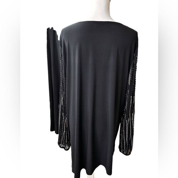 Marina Plus Size Beaded Long Sleeve Crew Neck 2-Piece Pant Set Size 20W Black - Picture 7 of 13